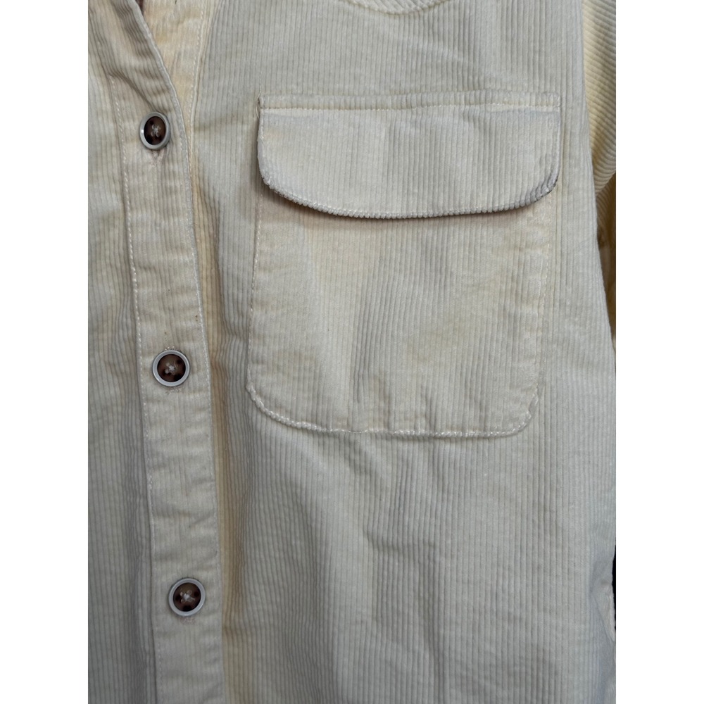 Maeve Anthropologie Cream Yellow Corduroy Shacket Button Down Oversize Jacket XS - Picture 3 of 8